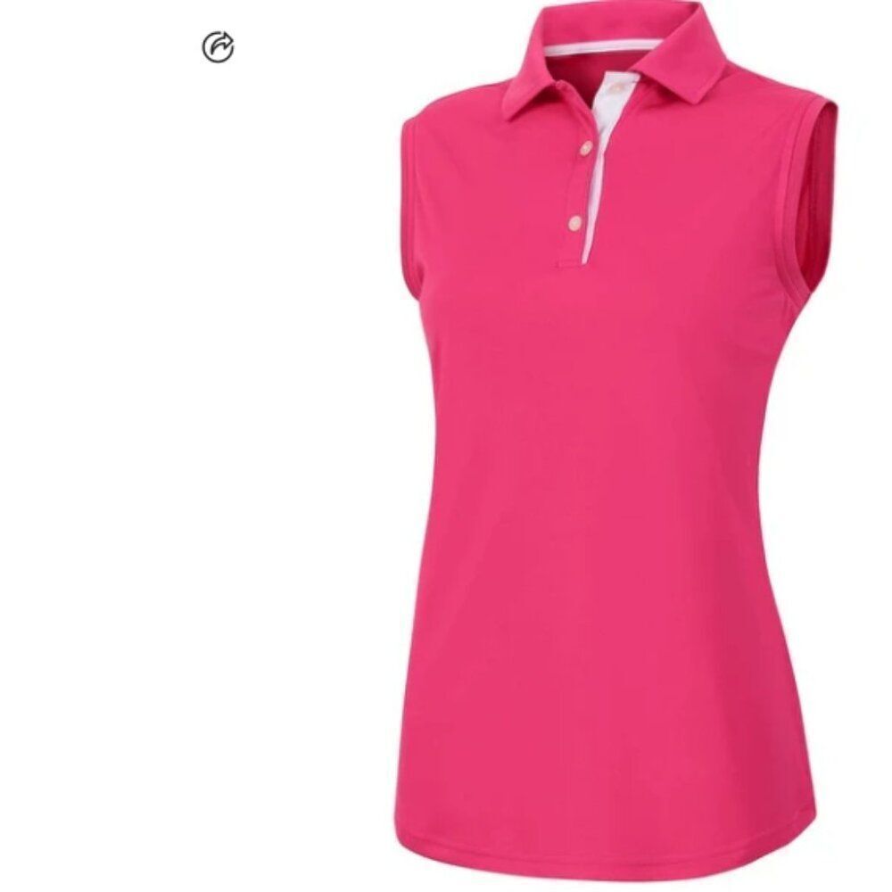 Like New! FootJoy ProDry Interlock Sleeveless Shirt Self Collar Pink in Size L